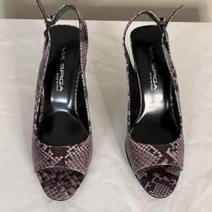 Via Spiga Snakeskin Slingback Heels